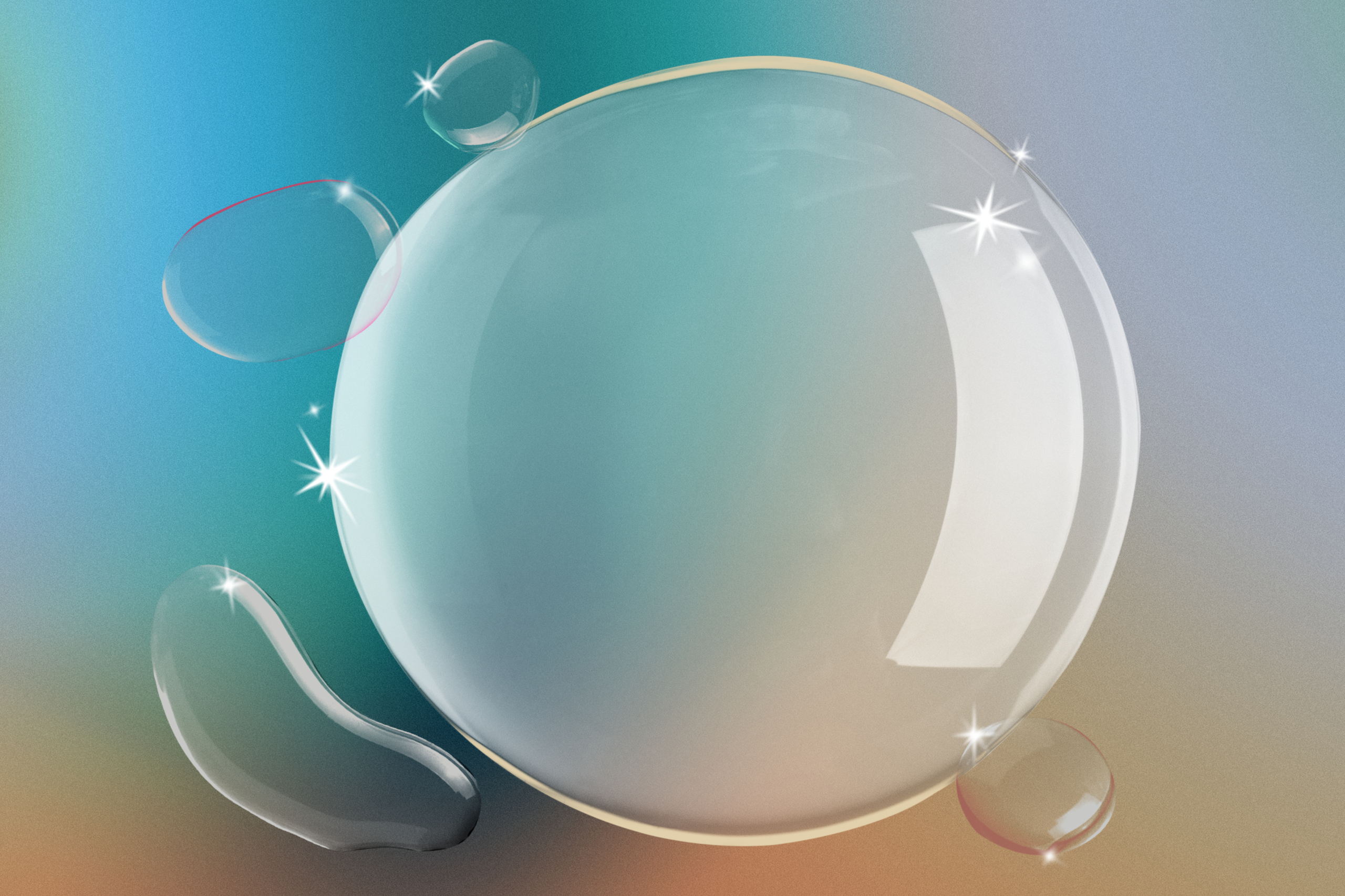 Water Bubble Background, Gradient Blue And Orange Wallpaper